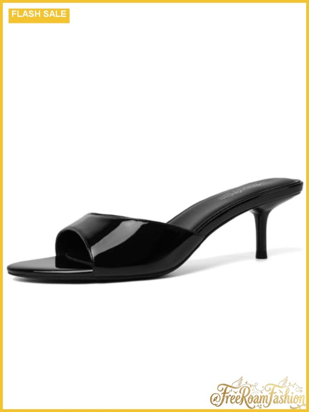 Mostrin Kitten Heels Pointed Toe Faux Leather Mule Sandals Slip On Party